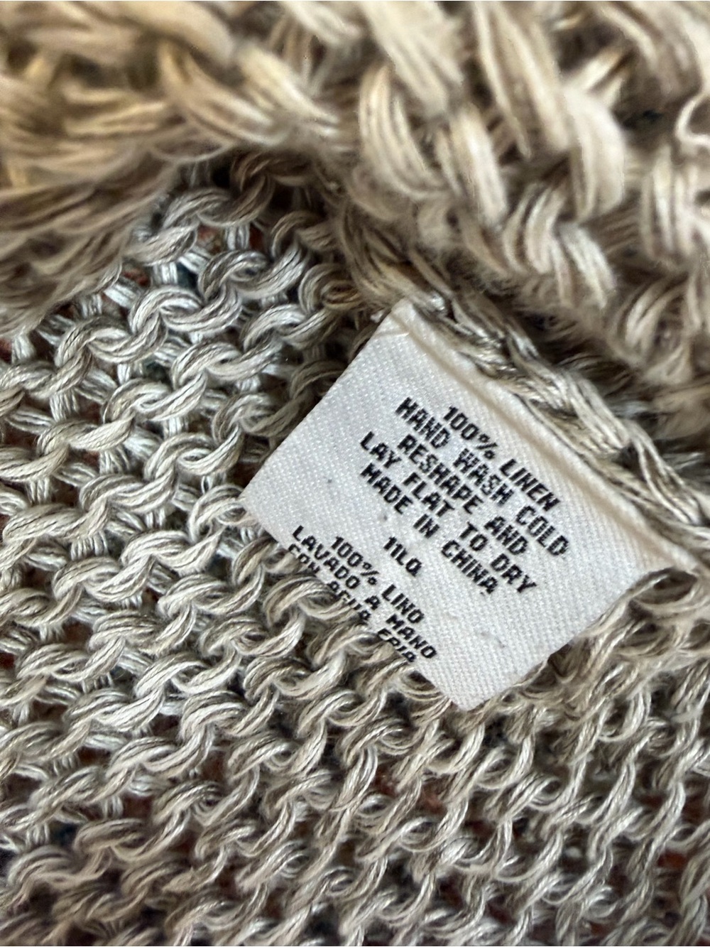 Eileen Fisher 100% Linen Gray Chunky Knit Sleeveless Cowl Sweater Top S - Picture 9 of 9